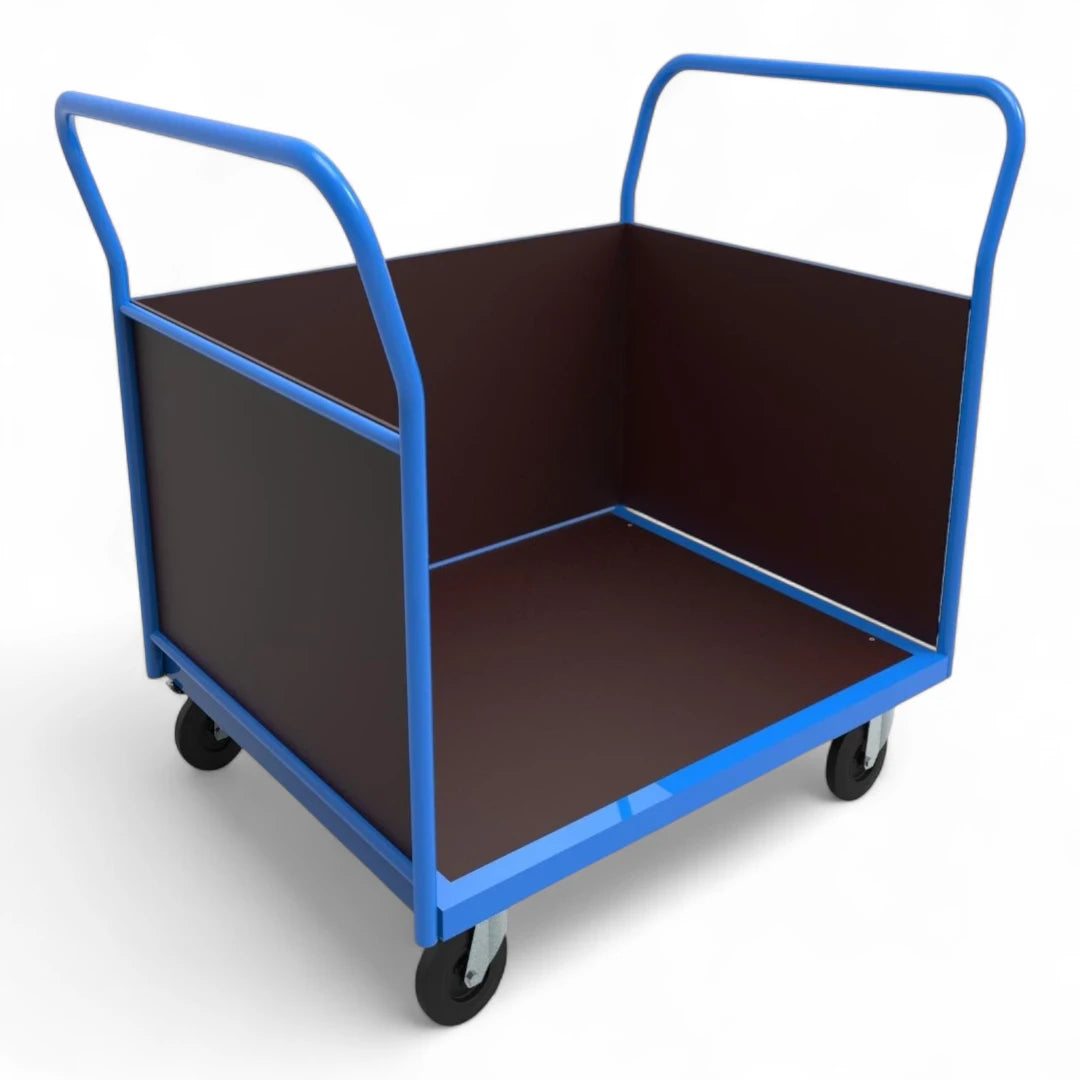 Dreiwandwagen – Stabiler Transportwagen mit drei Siebdruckplatten für sicheren Ladungsschutz. Bis 1000 kg Traglast, ideal für Lager und Industrie.