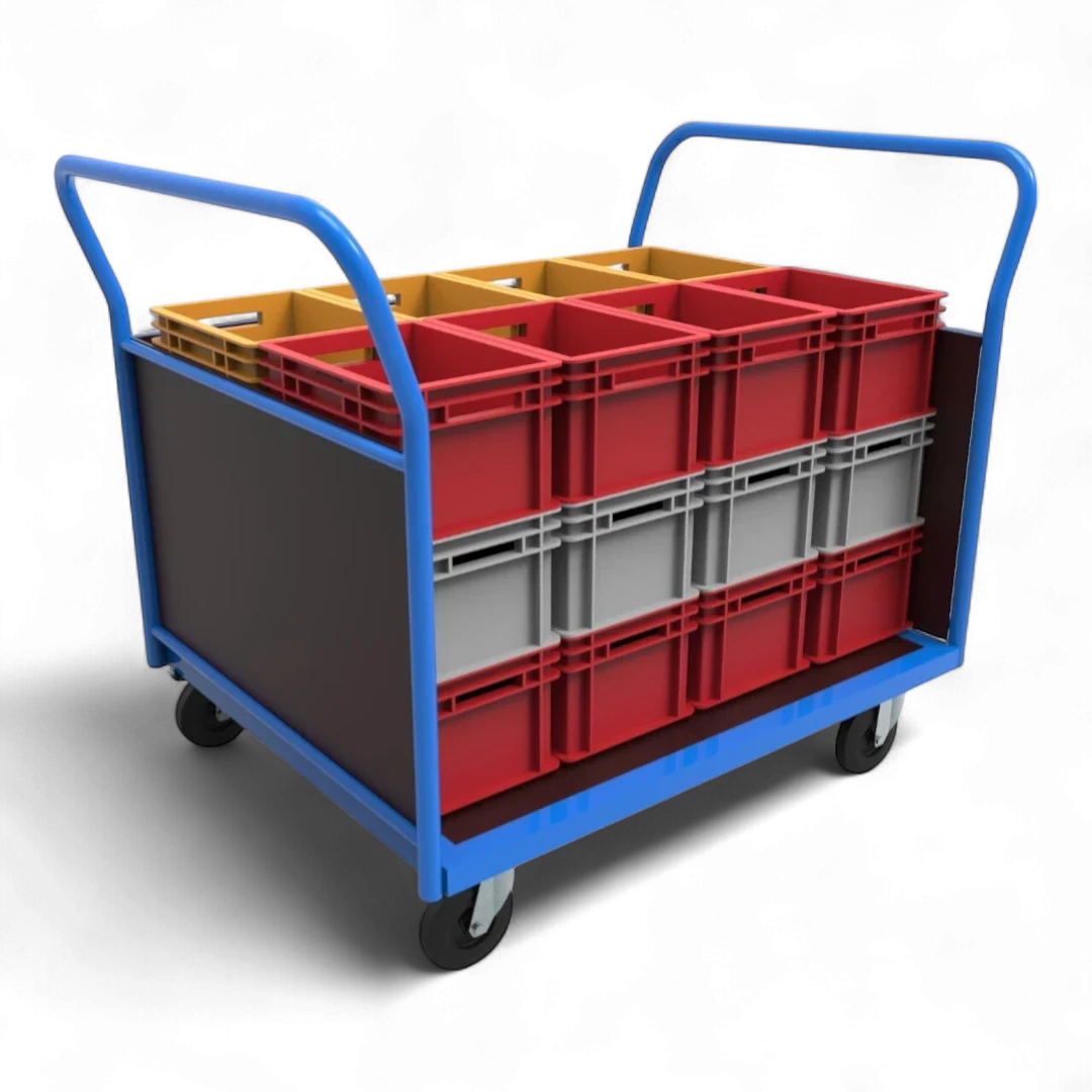 Dreiwandwagen – Stabiler Transportwagen mit drei Siebdruckplatten für sicheren Ladungsschutz. Bis 1000 kg Traglast, ideal für Lager und Industrie.