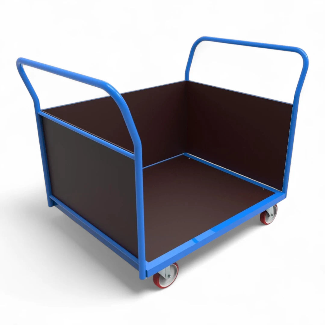 Dreiwandwagen – Stabiler Transportwagen mit drei Siebdruckplatten für sicheren Ladungsschutz. Bis 1000 kg Traglast, ideal für Lager und Industrie.