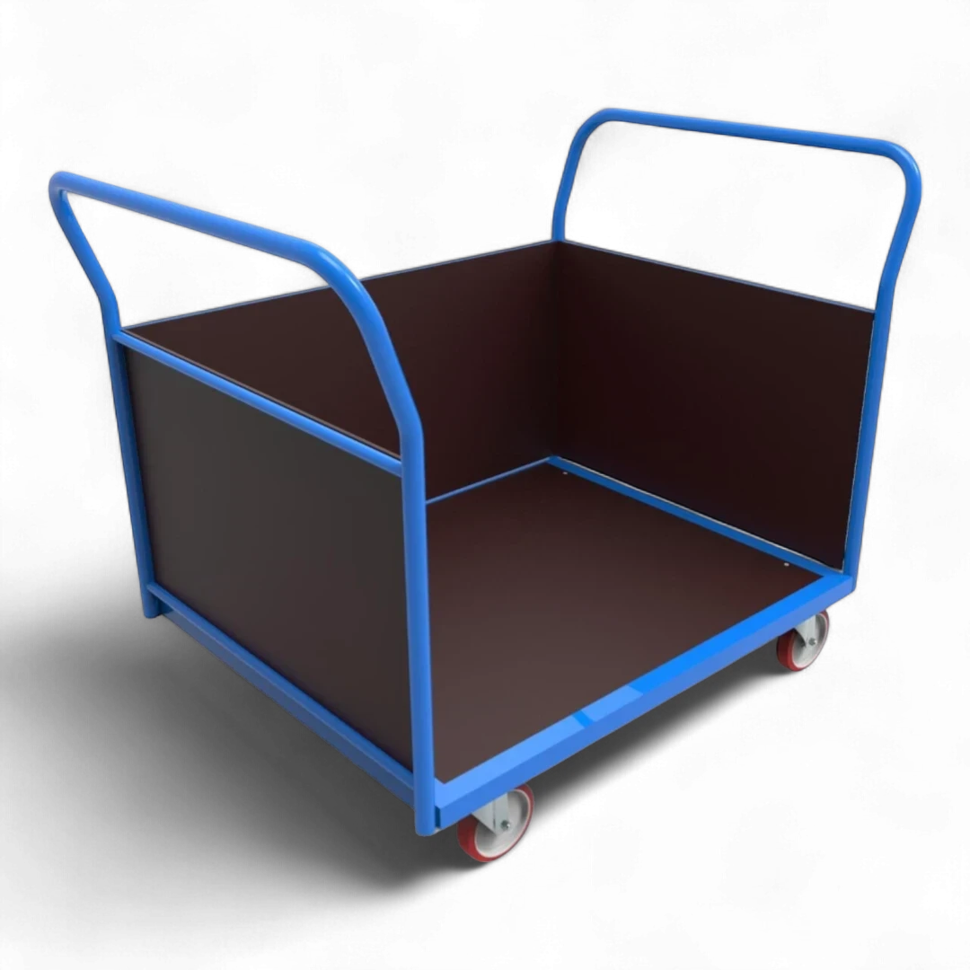 Dreiwandwagen – Stabiler Transportwagen mit drei Siebdruckplatten für sicheren Ladungsschutz. Bis 1000 kg Traglast, ideal für Lager und Industrie.