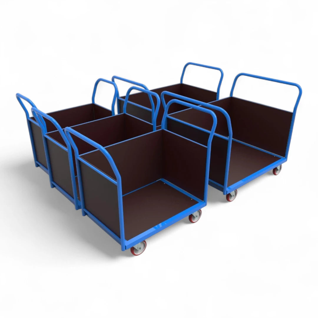 Dreiwandwagen – Stabiler Transportwagen mit drei Siebdruckplatten für sicheren Ladungsschutz. Bis 1000 kg Traglast, ideal für Lager und Industrie.