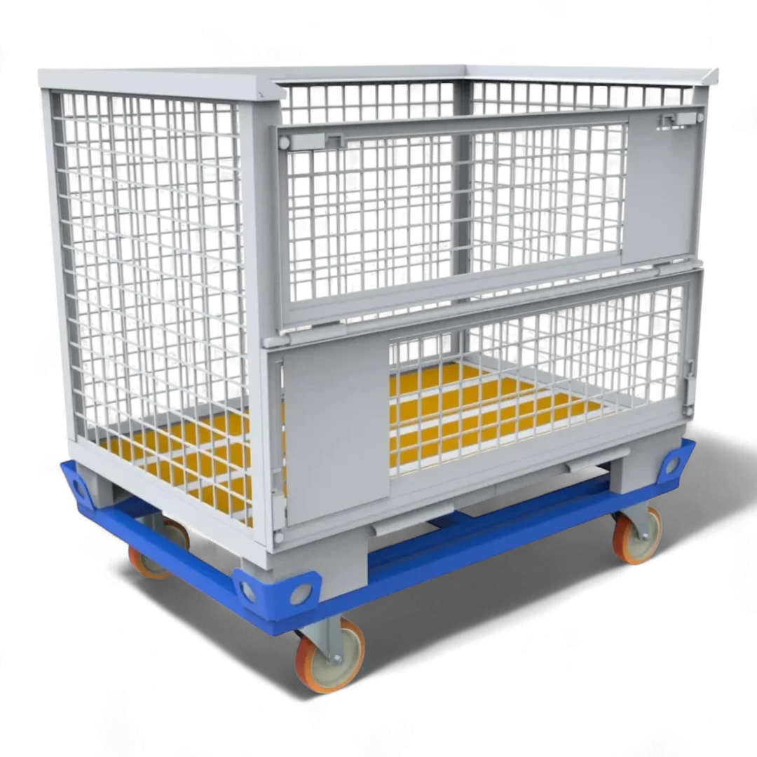 Fahrgestell für Palettentransport – Stabile Stahlkonstruktion mit Lenkrollen. Ideal für Lager und Werkstätten.