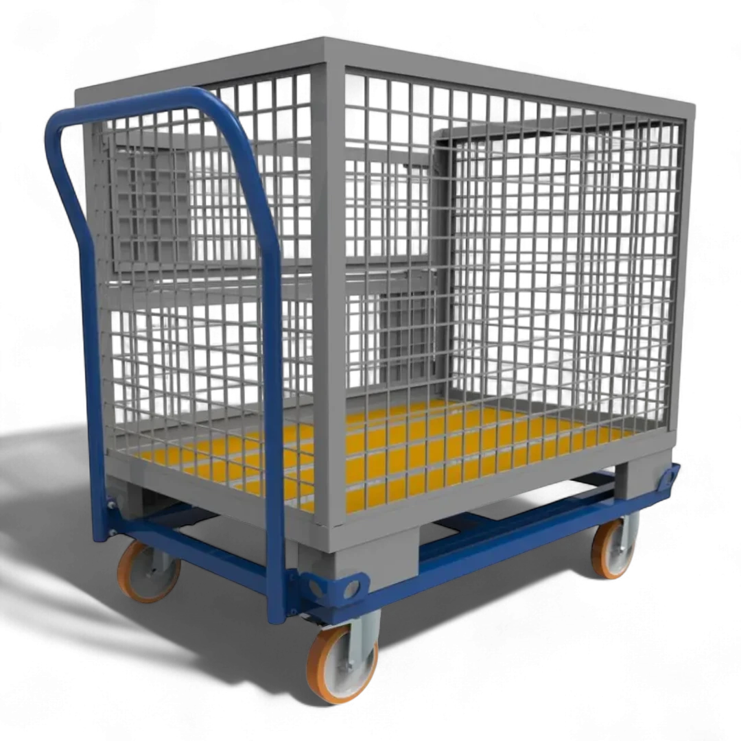 Fahrgestell für Palettentransport – Stabile Stahlkonstruktion mit Lenkrollen. Ideal für Lager und Werkstätten.