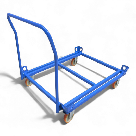 Fahrgestell für Palettentransport – Stabile Stahlkonstruktion mit Lenkrollen. Ideal für Lager und Werkstätten.