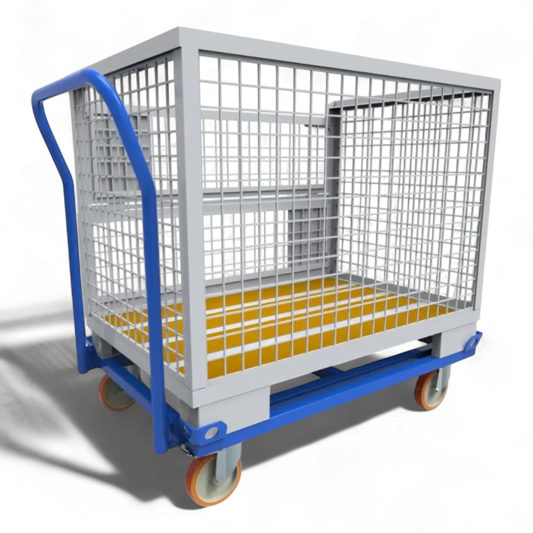 Fahrgestell für Palettentransport – Stabile Stahlkonstruktion mit Lenkrollen. Ideal für Lager und Werkstätten.