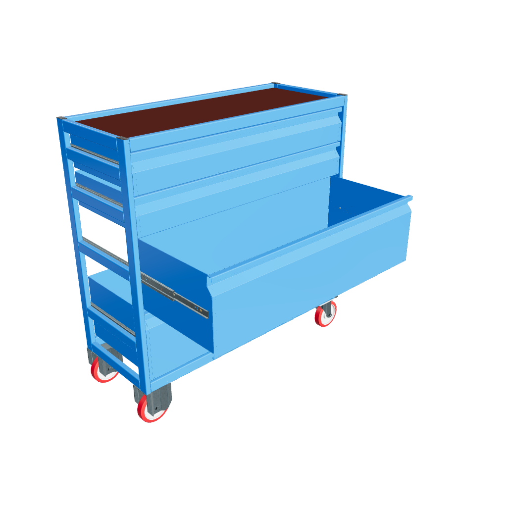 Robuster, mobiler Werkstattwagen in vielen Größen und Ausführungen. Ideal für Ordnung in Werkstatt, Lager oder Garage.