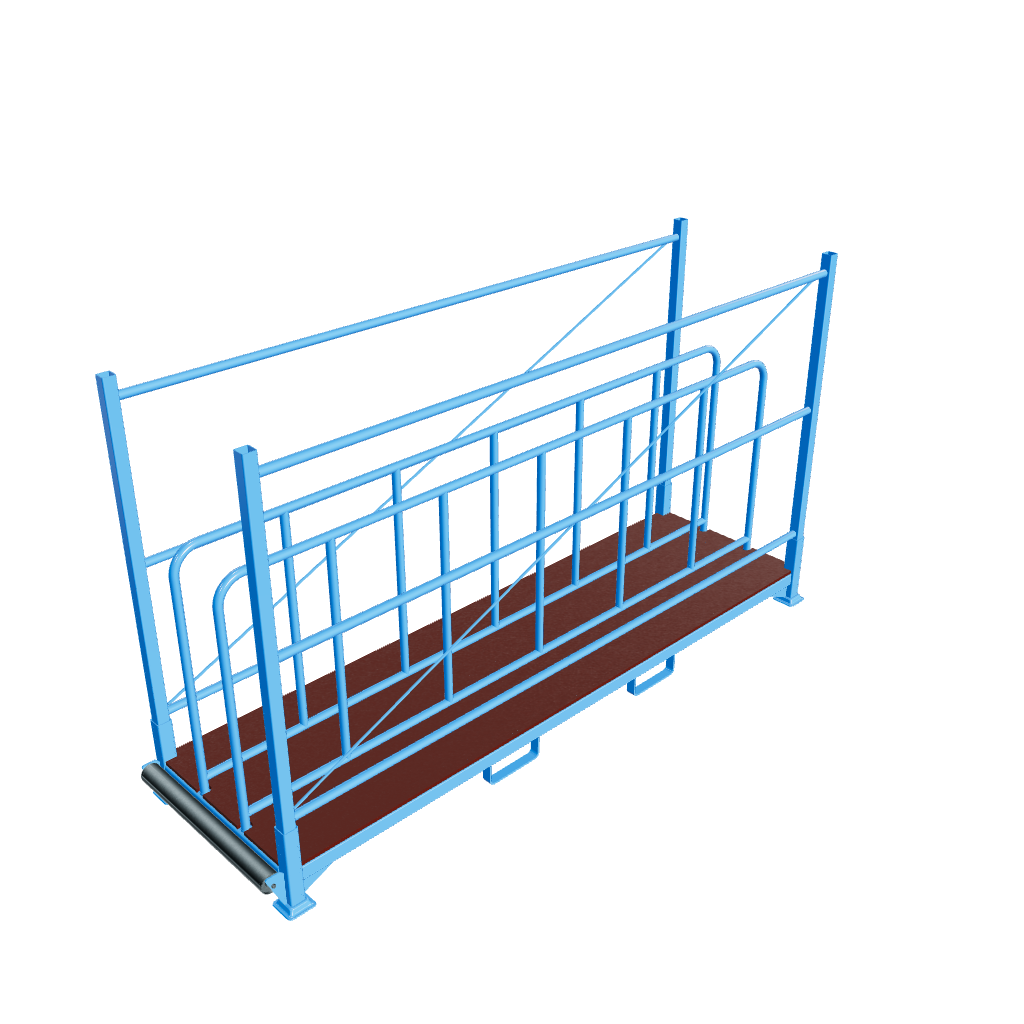 Stabiles Tafelregal für die platzsparende vertikale Lagerung von Blech- und Holztafeln in einer Industriehalle.