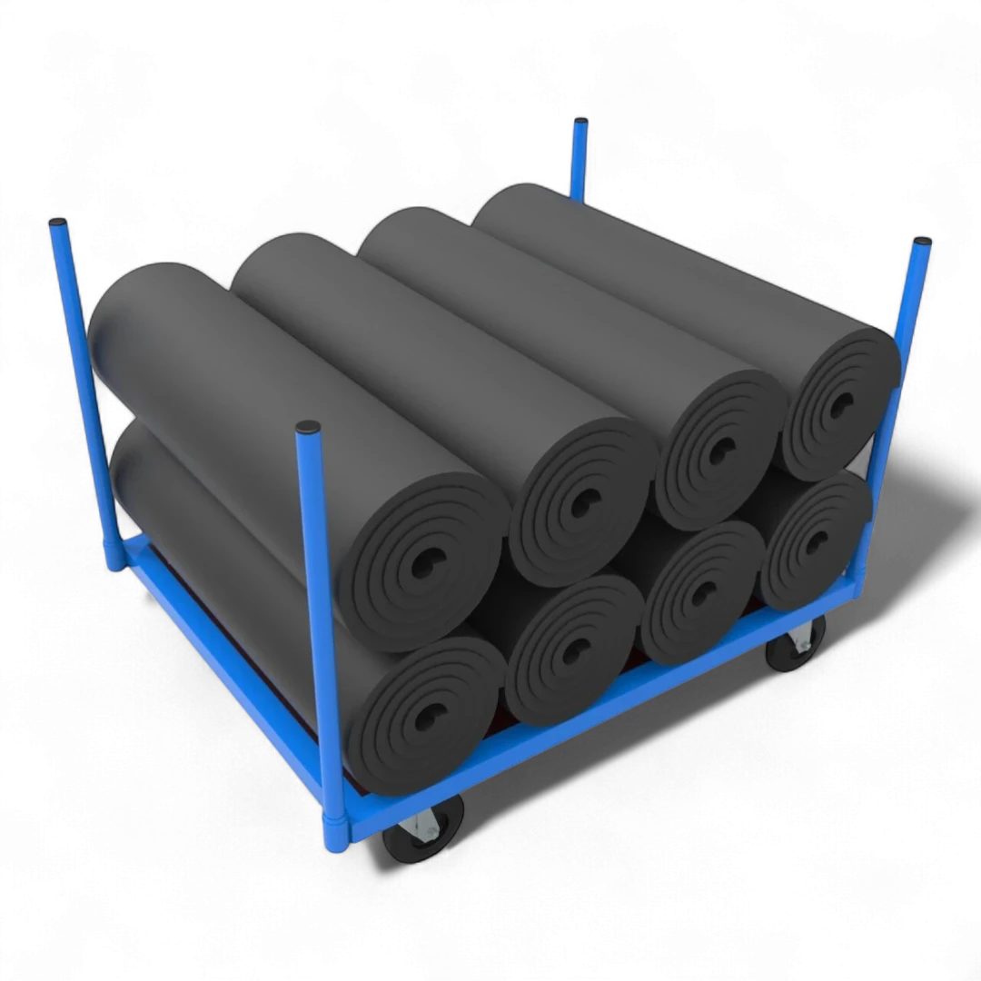 Rungenwagen für Paletten & schwere Lasten – Robuste Stahlkonstruktion mit Rungen, bis 1000 kg Traglast. Ideal für Lager und Logistik.