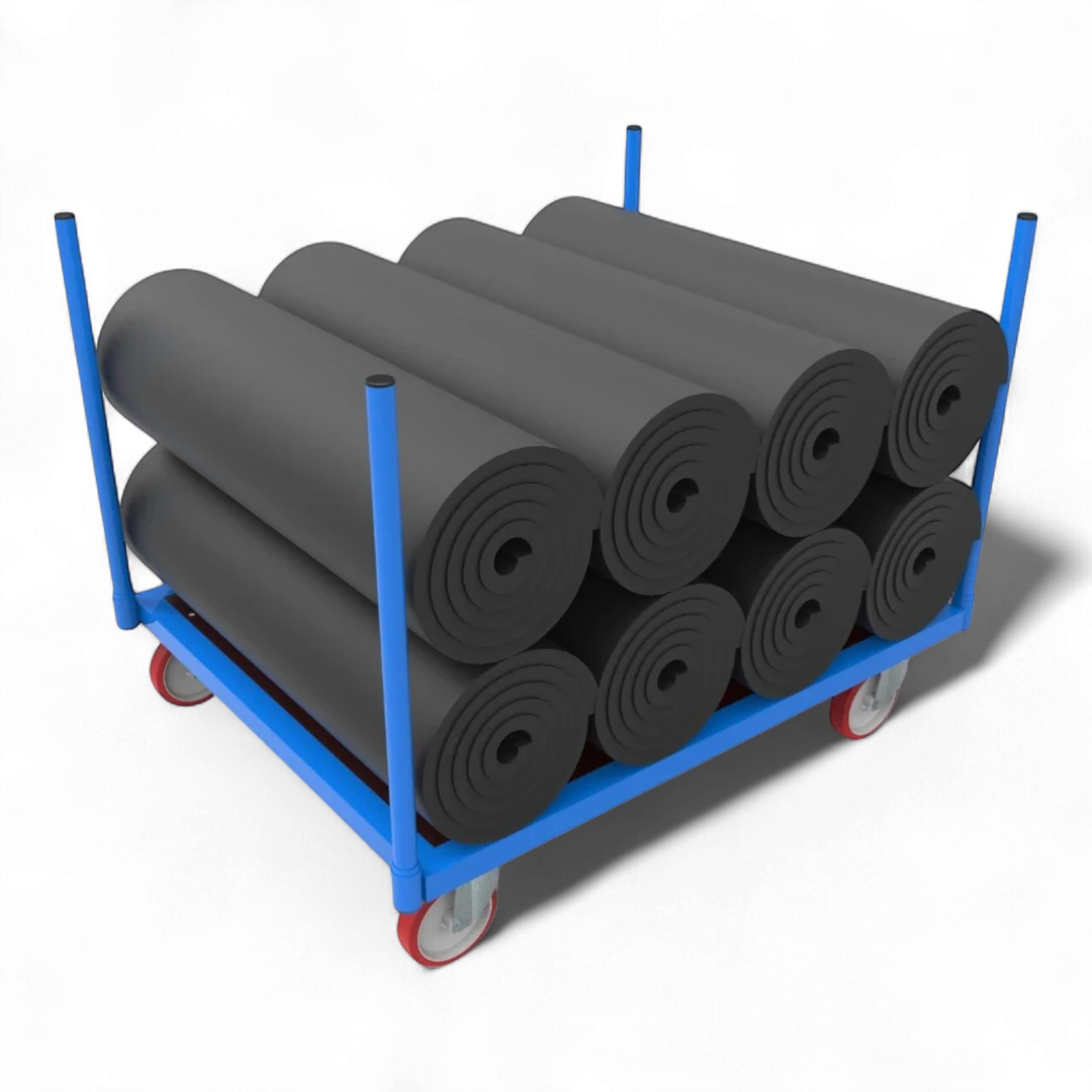 Rungenwagen für Paletten & schwere Lasten – Robuste Stahlkonstruktion mit Rungen, bis 1000 kg Traglast. Ideal für Lager und Logistik.