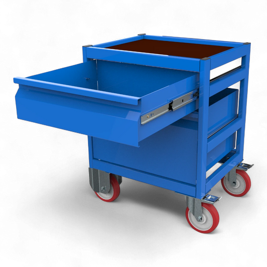 Robuster, mobiler Werkstattwagen in vielen Größen und Ausführungen. Ideal für Ordnung in Werkstatt, Lager oder Garage.