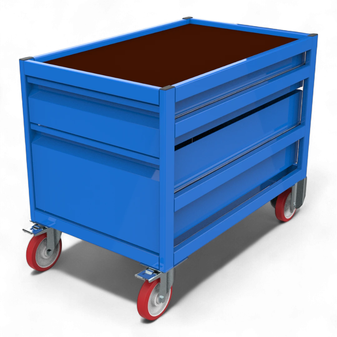 Robuster, mobiler Werkstattwagen in vielen Größen und Ausführungen. Ideal für Ordnung in Werkstatt, Lager oder Garage.