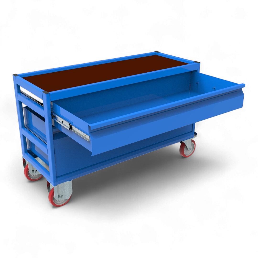 Robuster, mobiler Werkstattwagen in vielen Größen und Ausführungen. Ideal für Ordnung in Werkstatt, Lager oder Garage.