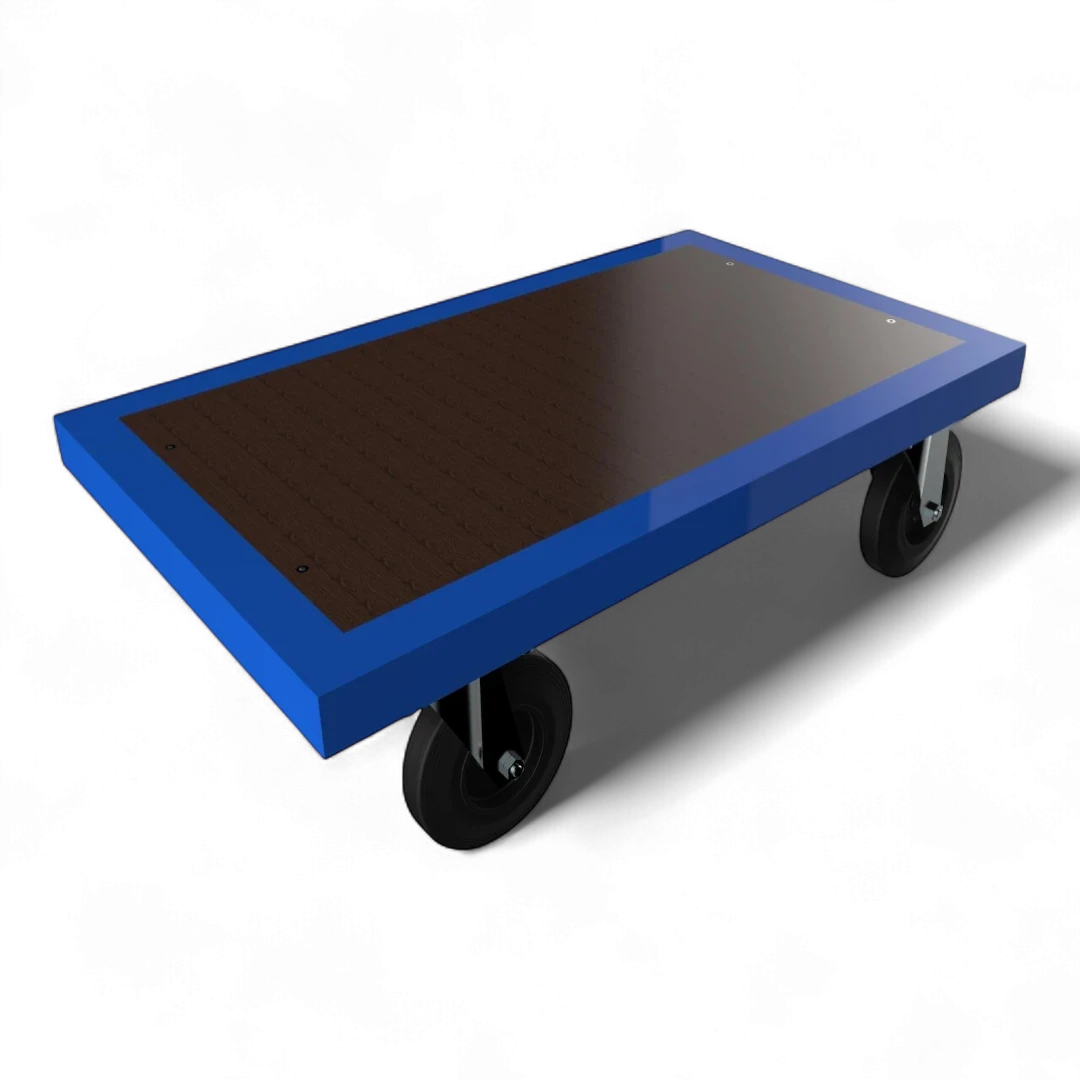Plattformwagen Basisversion - Robuster Transportwagen für Lager und Industrie. Stahlrahmen, 4 Lenkrollen, bis 1000 kg Traglast.