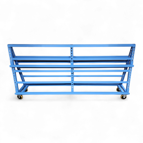 Blechregal auf Rollen: Vertikale Lagerung für Blechtafeln und Zuschnitte. Schaffen Sie flexibel Platz und Ordnung. Effizient & sicher.