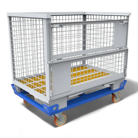 Fahrgestell für Palettentransport – Stabile Stahlkonstruktion mit Lenkrollen. Ideal für Lager und Werkstätten.