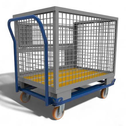 Fahrgestell für Palettentransport – Stabile Stahlkonstruktion mit Lenkrollen. Ideal für Lager und Werkstätten.