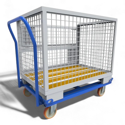 Fahrgestell für Palettentransport – Stabile Stahlkonstruktion mit Lenkrollen. Ideal für Lager und Werkstätten.