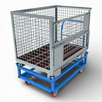 Fahrgestell hoch mit Schiebebügel für Europaletten. Mobile Werkbank 1200 kg aus stabilem Quadratrohr.