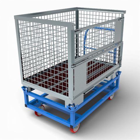 Fahrgestell hoch mit Schiebebügel für Europaletten. Mobile Werkbank 1200 kg aus stabilem Quadratrohr.