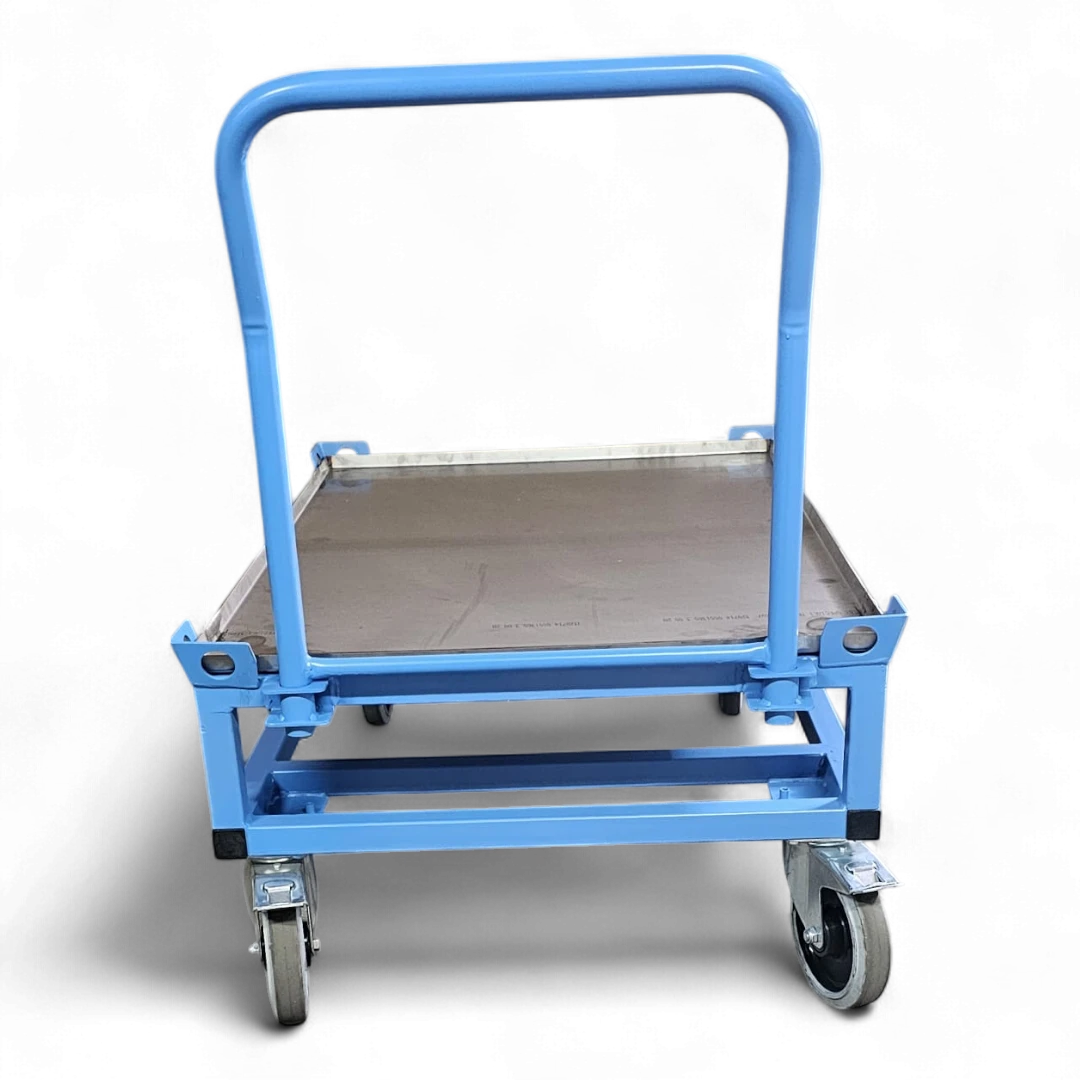 Fahrgestell hoch mit Schiebebügel für Europaletten. Mobile Werkbank 1200 kg aus stabilem Quadratrohr.