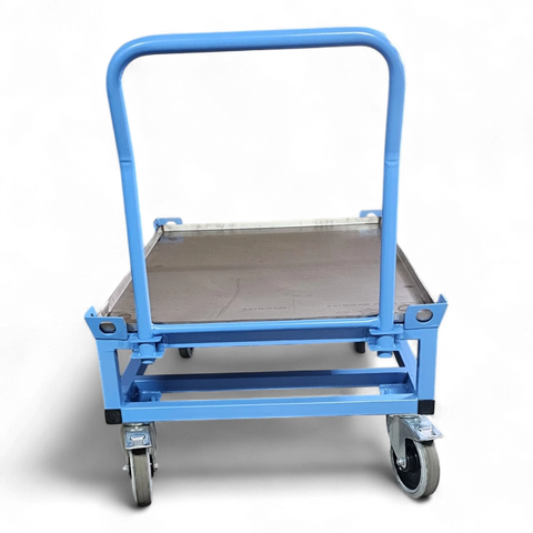 Fahrgestell hoch mit Schiebebügel für Europaletten. Mobile Werkbank 1200 kg aus stabilem Quadratrohr.