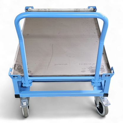 Fahrgestell hoch mit Schiebebügel für Europaletten. Mobile Werkbank 1200 kg aus stabilem Quadratrohr.