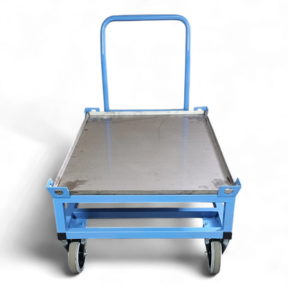 Fahrgestell hoch mit Schiebebügel für Europaletten. Mobile Werkbank 1200 kg aus stabilem Quadratrohr.