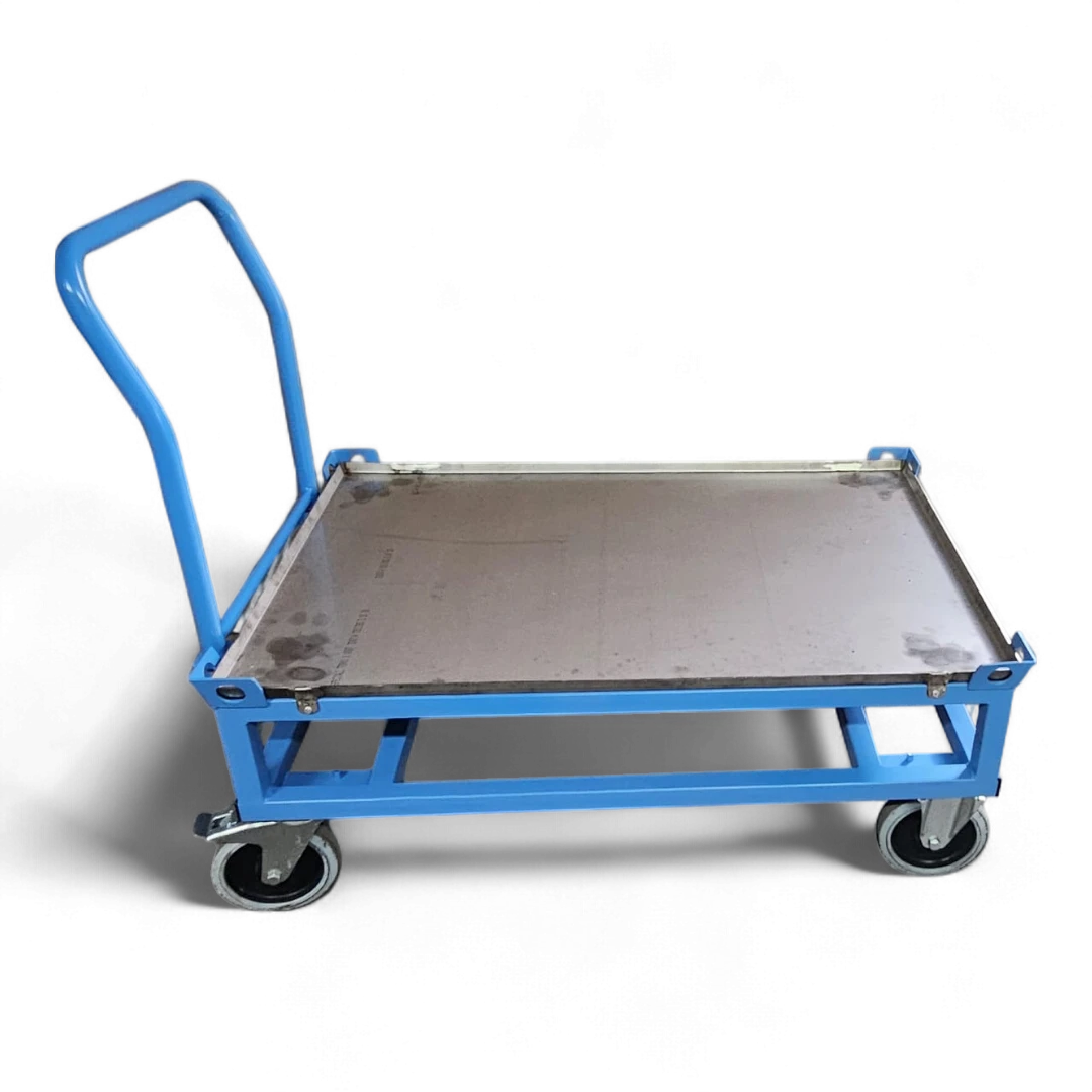 Fahrgestell hoch mit Schiebebügel für Europaletten. Mobile Werkbank 1200 kg aus stabilem Quadratrohr.