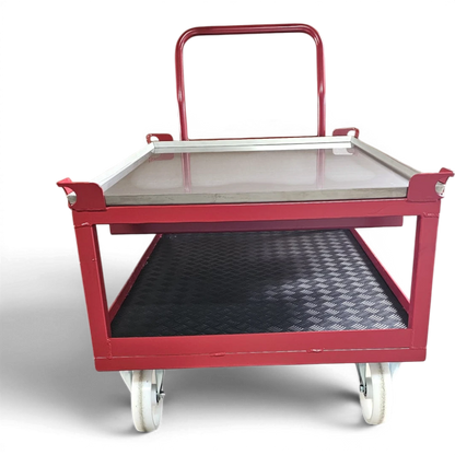 Fahrgestell hoch mit Schiebebügel für Europaletten. Mobile Werkbank 1200 kg aus stabilem Quadratrohr.