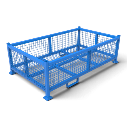 Gitterbox schwer aus Stahl – verschweißter Rahmen aus Formrohr 50x50 mit Gitterboden, Tellerfüße für sichere Stapelung. Für Lager, Transport und Außenbereich.