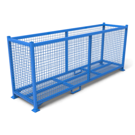 Gitterbox schwer aus Stahl – verschweißter Rahmen aus Formrohr 50x50 mit Gitterboden, Tellerfüße für sichere Stapelung. Für Lager, Transport und Außenbereich.