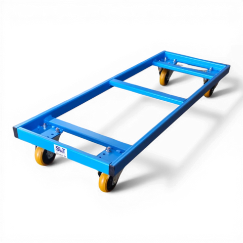 Fahrgestell für Transport von KLT-Kisten – Stabile Stahlkonstruktion mit Lenkrollen. Ideal für Lager und Werkstätten.