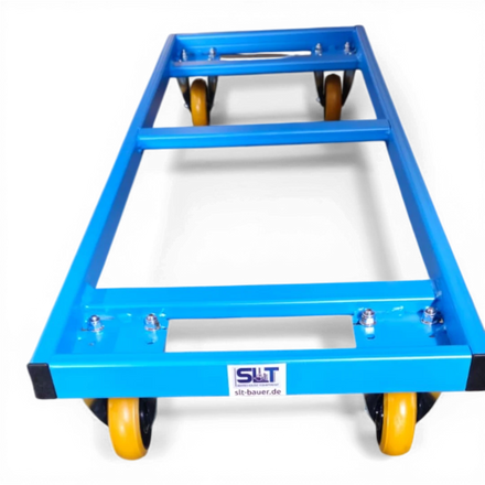 Fahrgestell für Transport von KLT-Kisten – Stabile Stahlkonstruktion mit Lenkrollen. Ideal für Lager und Werkstätten.