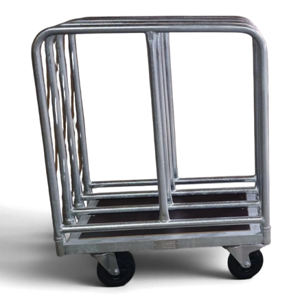 Robuster Längswandwagen aus Stahl mit hoher Längswand für den sicheren Transport von Gütern in Lager und Werkstatt.
