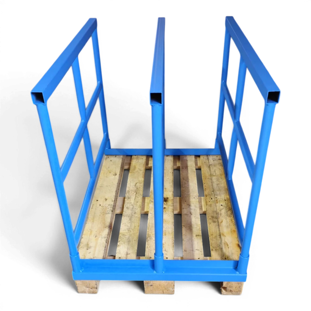 Palettenaufsatz aus Stahlrohr für Holzpalette – stapelbar, EPAL-kompatibel, lackiert