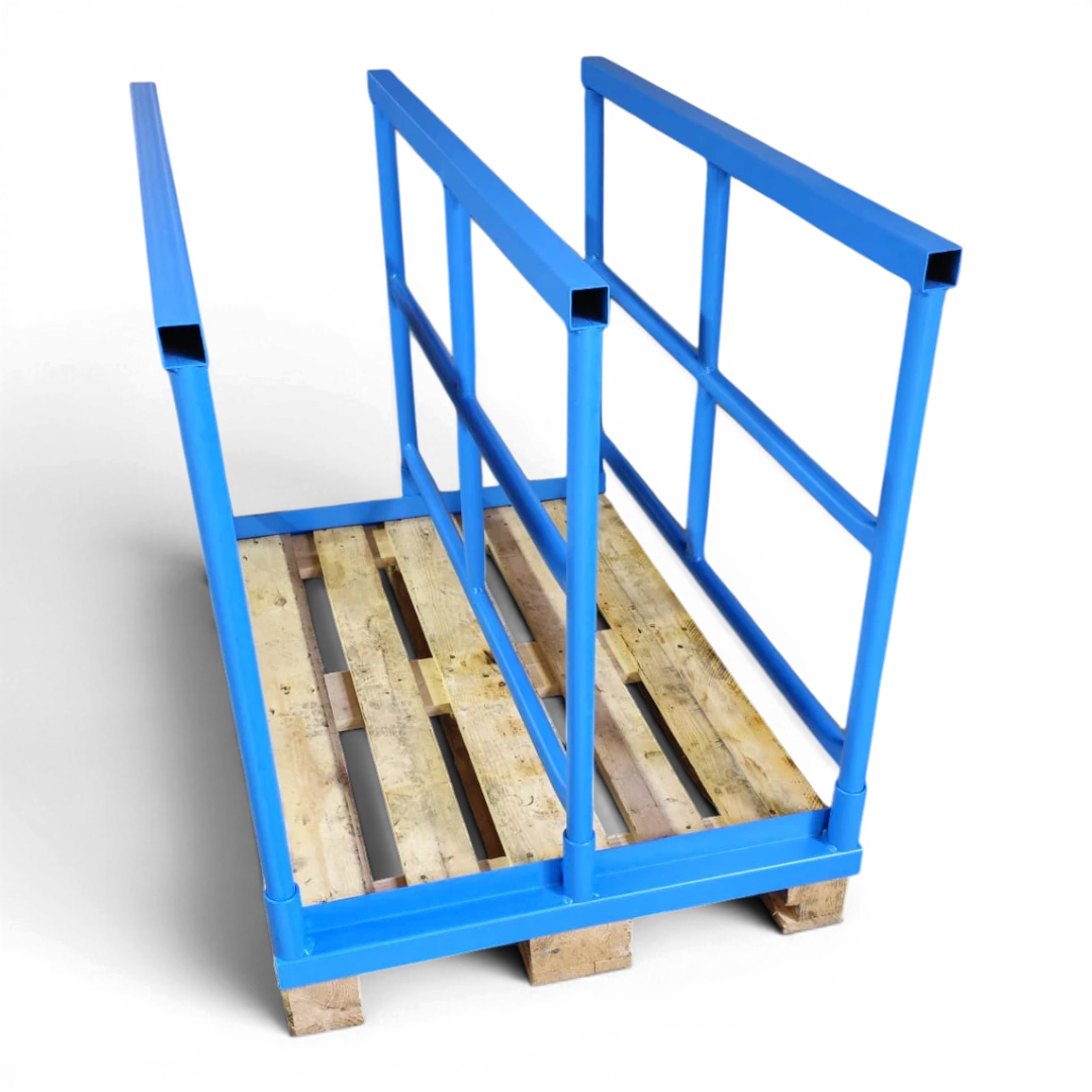 Palettenaufsatz aus Stahlrohr für Holzpalette – stapelbar, EPAL-kompatibel, lackiert