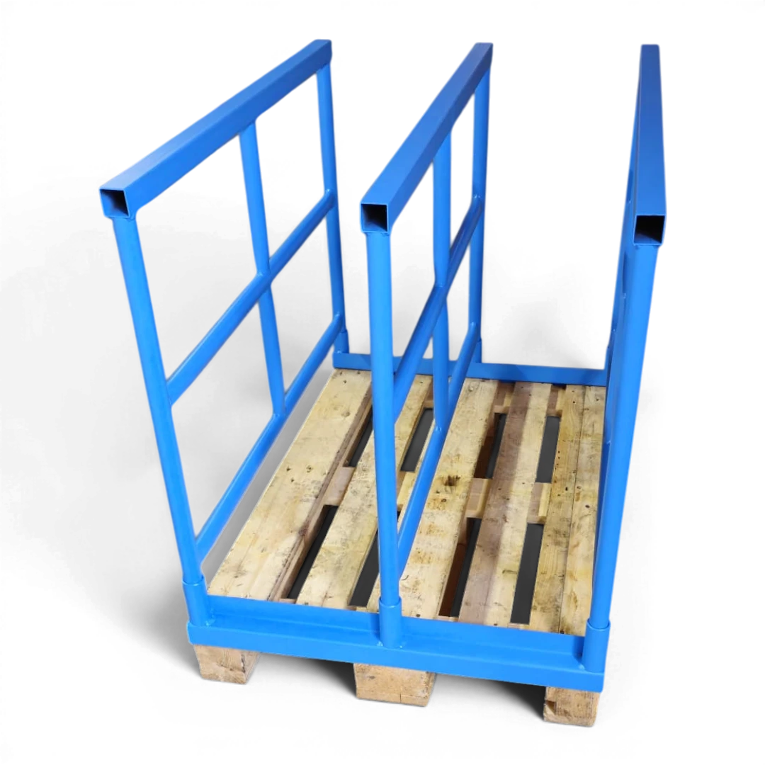Palettenaufsatz aus Stahlrohr für Holzpalette – stapelbar, EPAL-kompatibel, lackiert