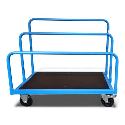 Stabiler Plattenwagen zum sicheren Transport von Holzplatten, Gipskarton oder Blechtafeln in Werkstatt und auf der Baustelle.