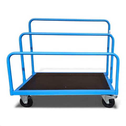 Stabiler Plattenwagen zum sicheren Transport von Holzplatten, Gipskarton oder Blechtafeln in Werkstatt und auf der Baustelle.