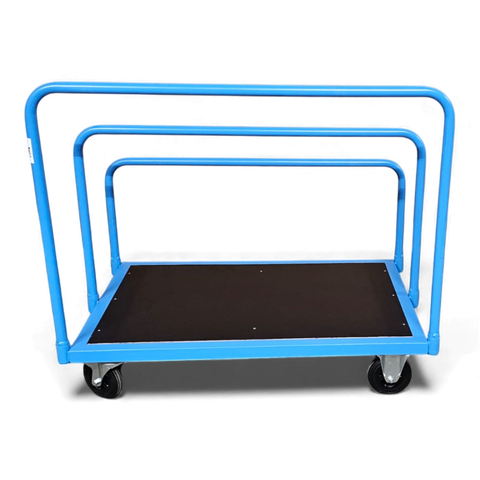 Stabiler Plattenwagen zum sicheren Transport von Holzplatten, Gipskarton oder Blechtafeln in Werkstatt und auf der Baustelle.