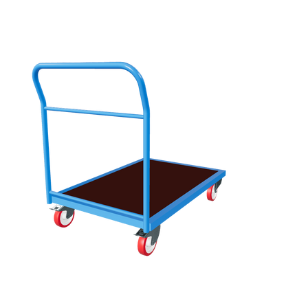 Plattformwagen mit Schiebebügel - Robuste Transportlösung für Lager & Industrie. Stahlrahmen, 4 Lenkrollen, bis 1000 kg Traglast.