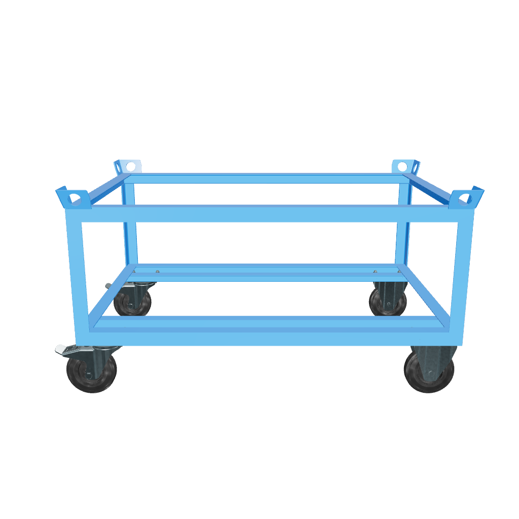 Fahrgestell für Palettentransport – Stabile Stahlkonstruktion mit Lenkrollen. Ideal für Lager und Werkstätten.
