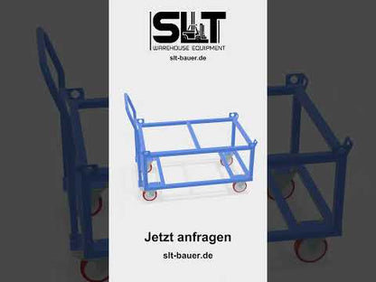 Fahrgestell hoch mit Schiebebügel für Europaletten. Mobile Werkbank 1200 kg aus stabilem Quadratrohr.