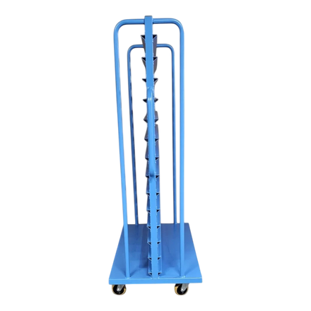 Kompakt-Rollwagen für Sichtlagerkästen - Schmale Bauform für enge Gänge, ideal für Werkstätten und Lager.