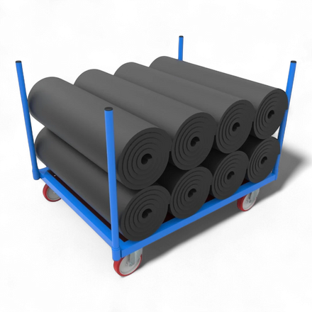 Rungenwagen für Paletten & schwere Lasten – Robuste Stahlkonstruktion mit Rungen, bis 1000 kg Traglast. Ideal für Lager und Logistik.