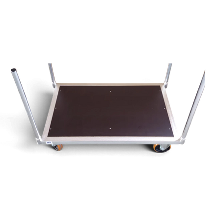 Rungenwagen für Langgut & schwere Lasten – Detailansicht der Siebdruckplatten-Ladefläche mit steckbaren Rungen, bis 1000 kg Traglast. Ideal für Lager und Logistik.