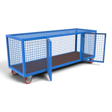 Langer Schrankwagen Gitter mit geöffneten Türflügeln zum Beladen