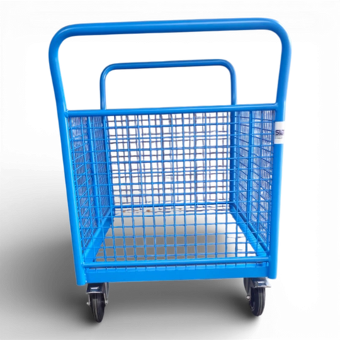 Vierwandwagen mit stabilen Gitterwänden – Sicherer Transportwagen mit vier Seiten aus Gitter für optimalen Ladungsschutz. Ideal für Lager und Industrie.