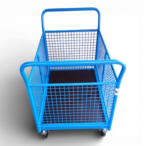 Vierwandwagen mit stabilen Gitterwänden – Sicherer Transportwagen mit vier Seiten aus Gitter für optimalen Ladungsschutz. Ideal für Lager und Industrie.