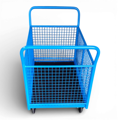 Vierwandwagen mit stabilen Gitterwänden – Sicherer Transportwagen mit vier Seiten aus Gitter für optimalen Ladungsschutz. Ideal für Lager und Industrie.